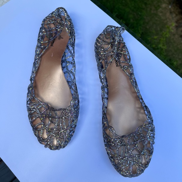 Vivienne Westwood Shoes - Vivienne Westwood + Anglomania Dark Silver Glitter Jelly Sandals NWOB- Size 40